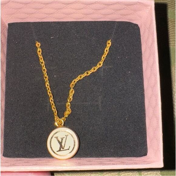 Luxury White and Gold Zipper Pull Charm from Louis Vuitton and 18" Necklace - Picture 2 of 2
